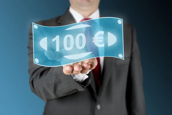Homem de negócios com 100 Euro — Fotografia de Stock