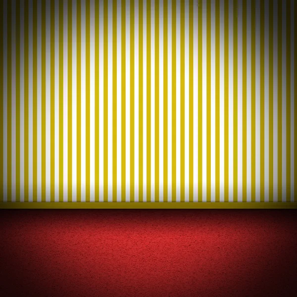 Illustration of red carpet floor with yellow striped wellpaper — Stock Photo, Image