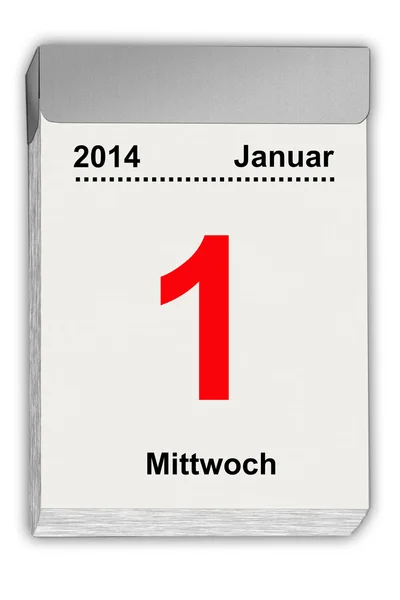 जर्मन जानेवारी 1, 2014 कॅलेंडर बंद करा — स्टॉक फोटो, इमेज