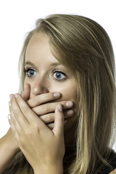 Portrait of shocked young girl — Stock Photo, Image