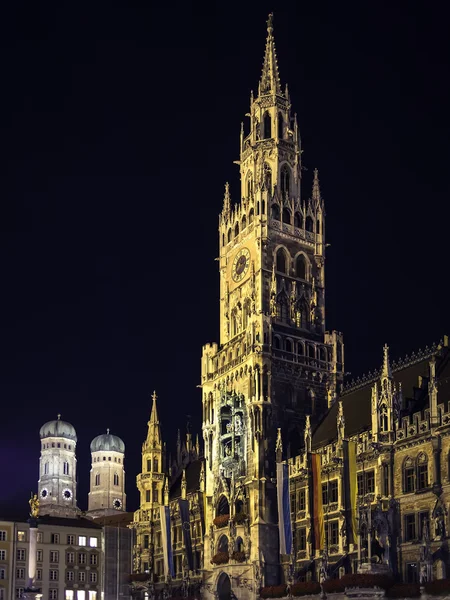 Cena noturna Munich Town Hall — Fotografia de Stock