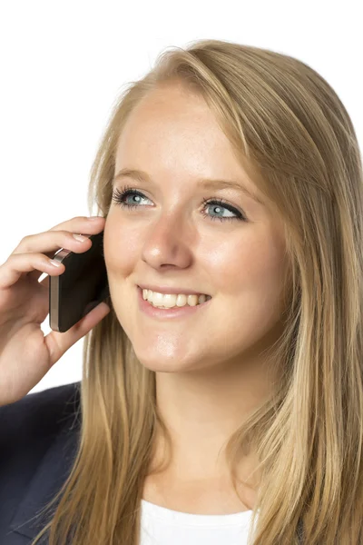 Blond telefon kvinna — Stockfoto