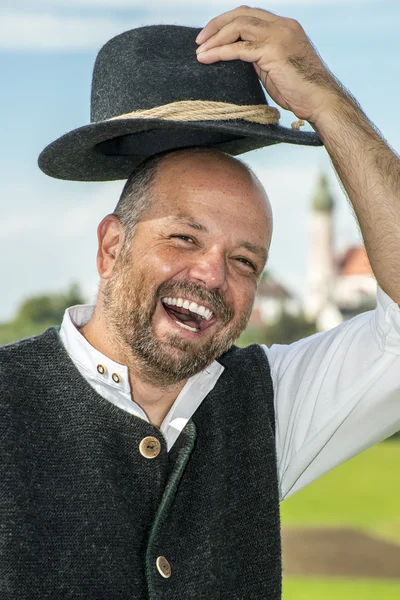 Rindo homem bávaro tradicional — Fotografia de Stock