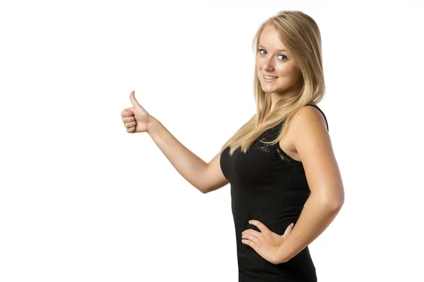 Girl with thumb up — Stock Photo, Image