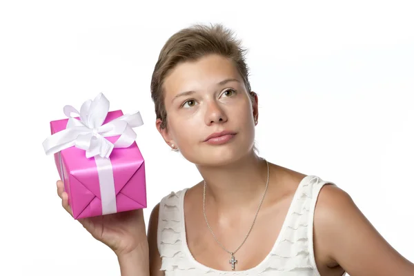Pretty Woman With Present — Stock Photo, Image