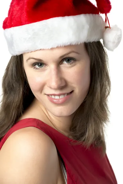 Portrait Smiling Santa Woman — Stock Photo, Image