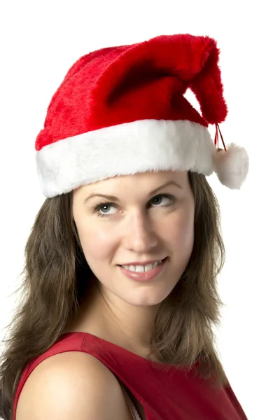 Portrait Smiling Santa Woman — Stock Photo, Image