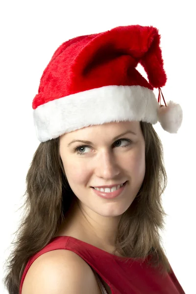 Portrait Smiling Santa Woman — Stock Photo, Image