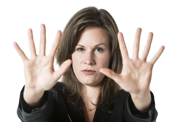 Fermata mano donna d'affari — Foto Stock