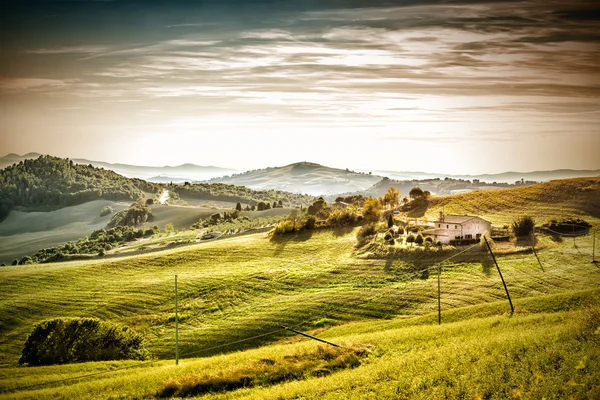 Abendstimmung Landschaft Toskana — Stockfoto