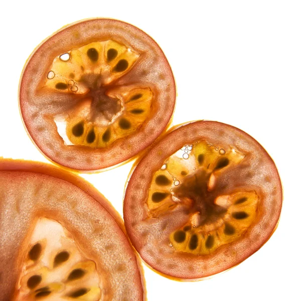 Closeup plátky rajčat — Stock fotografie