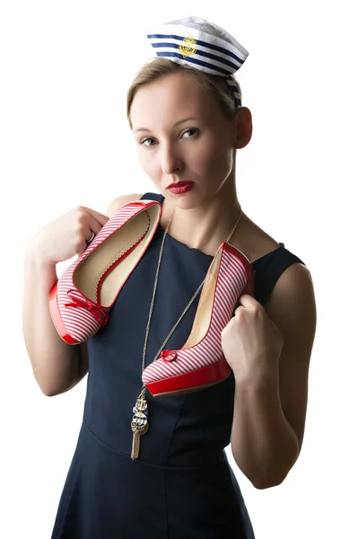 Woman in sailor costume — Stock Photo, Image