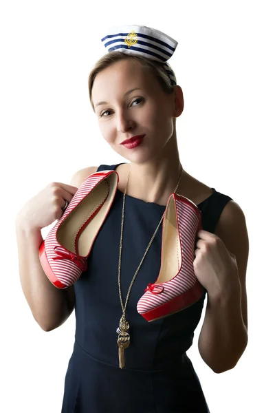 Woman in sailor costume — Stock Photo, Image