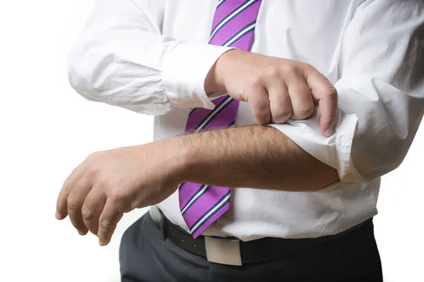 Business Man rolls up sleeves — Stock Photo, Image
