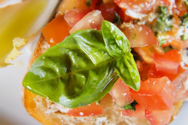 Cercanía tomate bruschetta —  Fotos de Stock