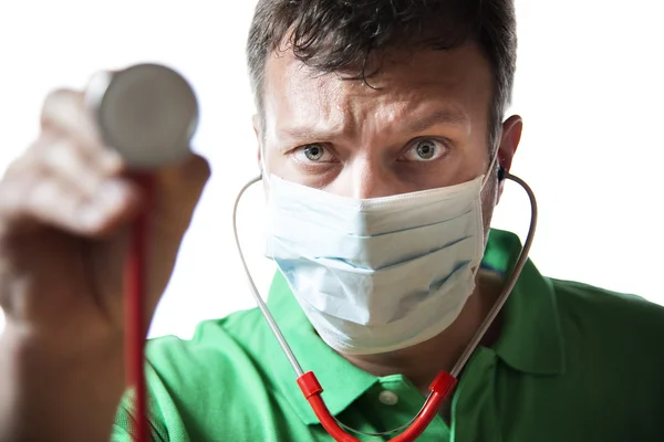 Docteur désespéré avec stéthoscope — Photo