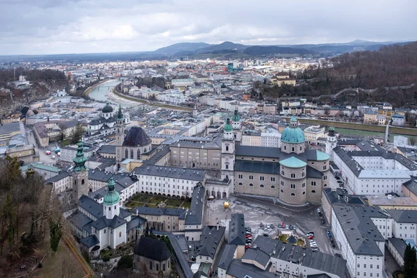 Vista Ciudad Salzburgo Austria Europa Febrero —  Fotos de Stock