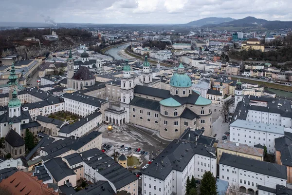 Vista Para Cidade Salzburgo Áustria Europa Fevereiro — Fotografia de Stock