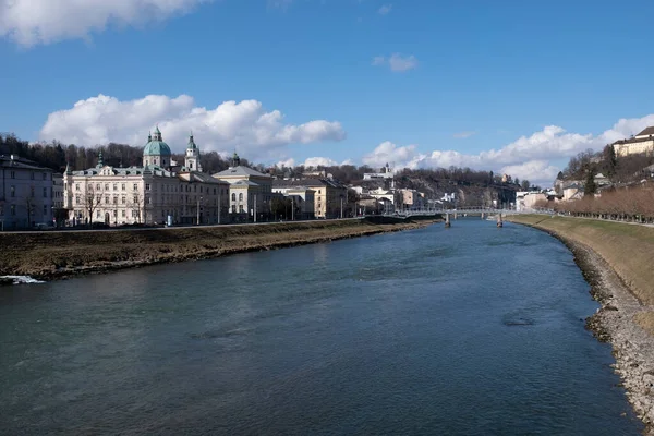 Vista Ciudad Salzburgo Austria Europa Febrero —  Fotos de Stock