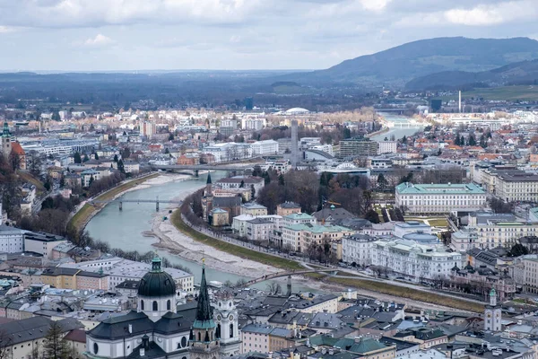 Vista Ciudad Salzburgo Austria Europa Febrero Imágenes de stock libres de derechos