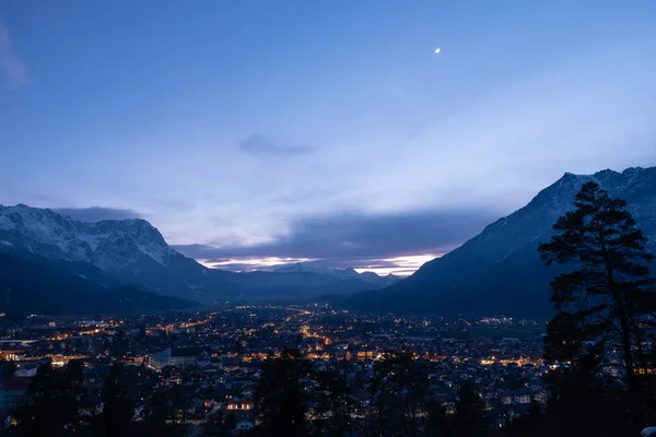 Landscape View Garmisch Partenkirchen Bavaria Spring Sunset — Stock Photo, Image