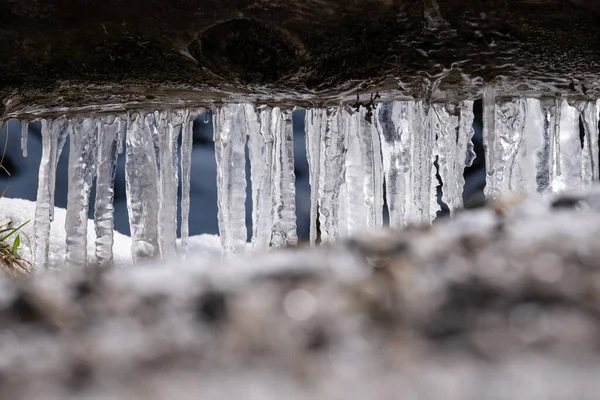 Icicles Sur Montagne Wank Près Garmisch Partenkirchen Bavière Allemagne Printemps — Photo