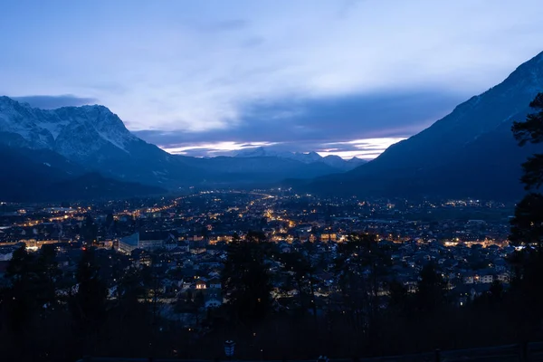 Landscape View Garmisch Partenkirchen Bavaria Spring Sunset — Stock Photo, Image