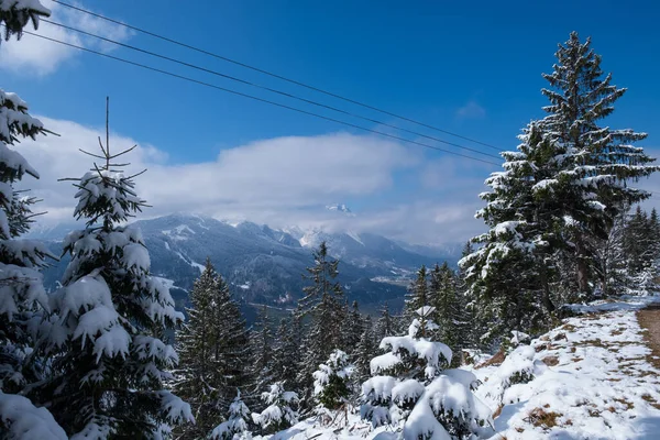 Paisaje Con Nieve Cerca Garmisch Partenkirchen Baviera Primavera — Foto de Stock