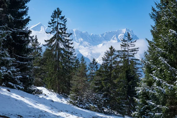 Paisagem Com Neve Perto Garmisch Partenkirchen Baviera Primavera — Fotografia de Stock