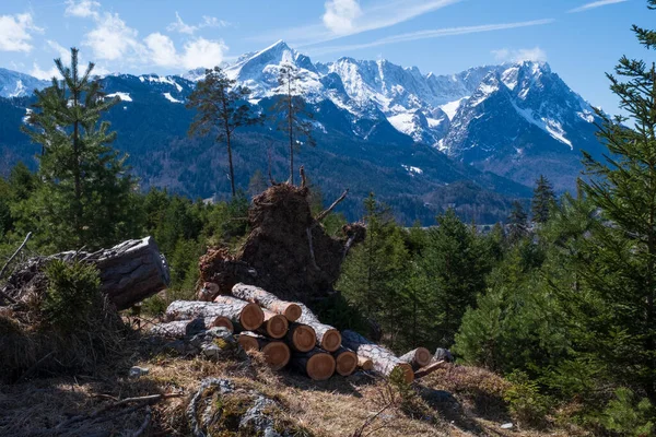 Landscape Sun Garmisch Partenkirchen Bavaria Springtime — Stock Photo, Image