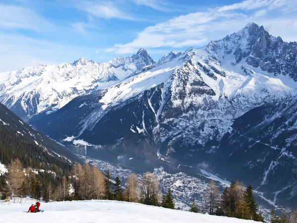 Σκι στις γαλλικές Αλπεις Εικόνα Αρχείου