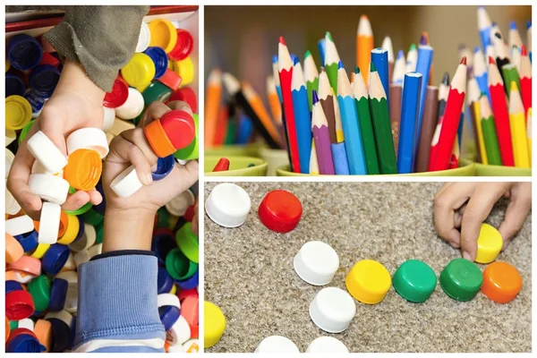 çocuklar üzerinden gazoz kapakları ile oyun