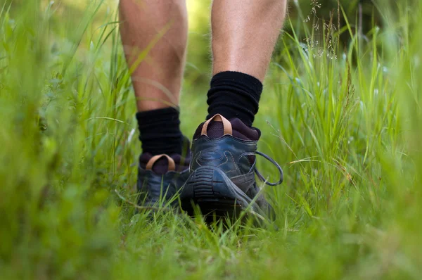 Hiking shoes in outdoor action — Stock Photo, Image