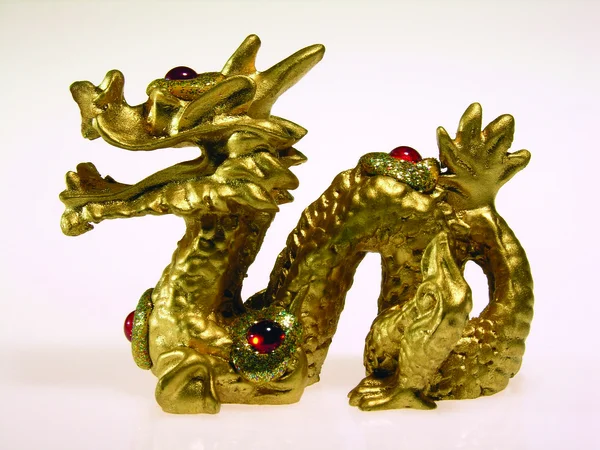 Golden dragon heykel — Stok fotoğraf