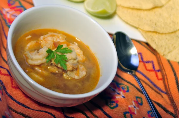 Shrimp soup dill bowl — Stock Photo, Image