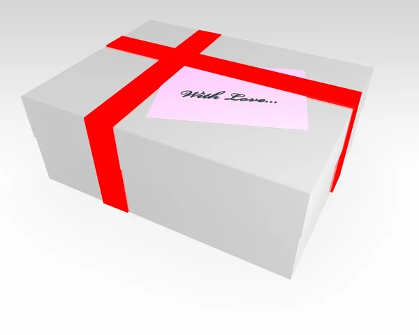 Подарункова коробка з червоною стрічкою — стокове фото