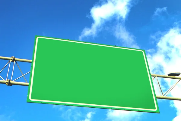 Blank green overhead traffic sign — Stock Photo, Image