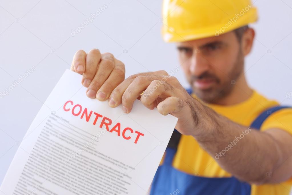 Builder ripping up a contract