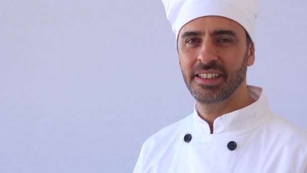 Chef in white toque — Stock Video
