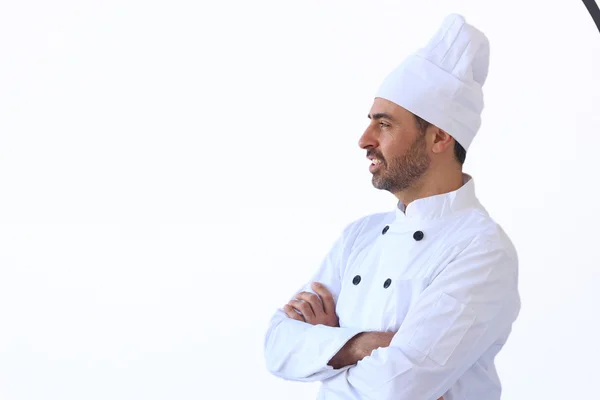 Cook in white toque uniform — Stock Photo, Image