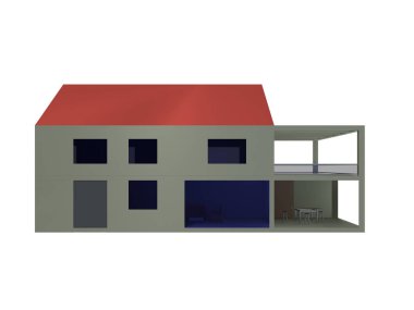 Beyaz üzerine izole edilmiş 3 boyutlu bir villa..