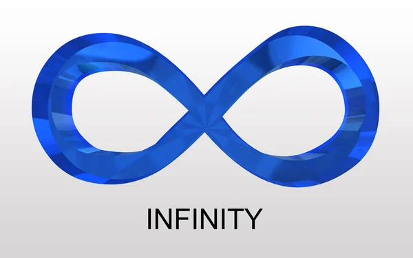 3D illustration of INFINITY script under infinity symbol, isolated over gray gradient.