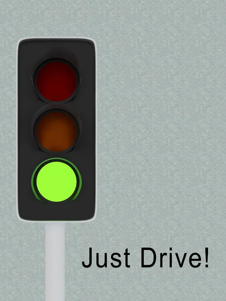 Illustration Green Traffic Light Encouraging Text Just Drive — Stock Photo, Image