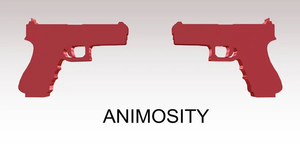 Illustration Animosity Title Two Guns Isolated Gray Gradient — Stock Photo, Image