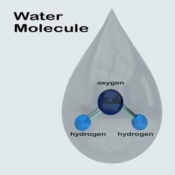 Illustration Water Molecule Titel Ovanför Symbolisk Vattenmolekyl Droppe Vatten — Stockfoto