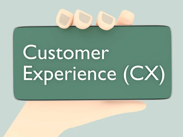 Illustration Customer Experience Title Cellular Screen Isolated Pale Green — Stock Photo, Image