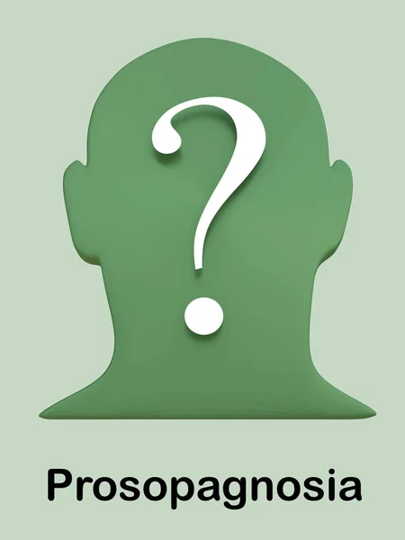 Illustration Prosopagnosia Script Head Silhouette Question Mark Isolated Pale Green — Stock Photo, Image