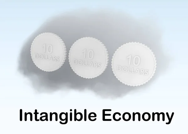 Illustrazione Del Concetto Economia Immateriale Sotto Una Nuvola Simbolica — Foto Stock