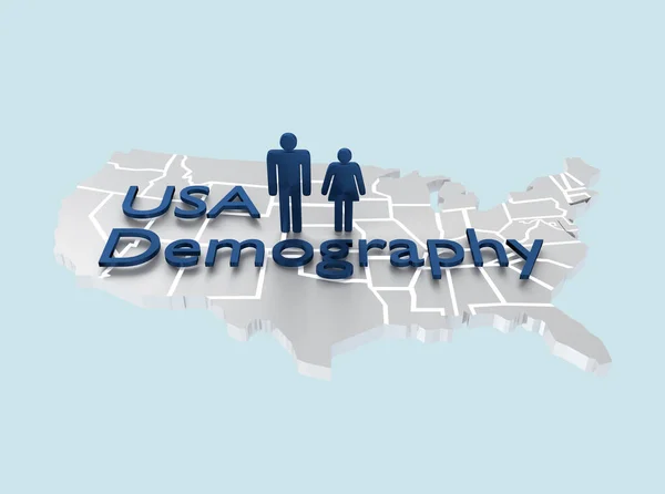 Illustratie Van Een Menselijk Paar Silhouetten Samen Met Usa Demografie — Stockfoto
