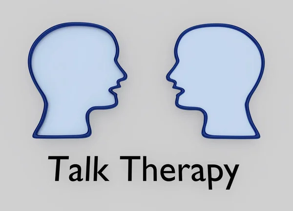 Ilustracja Dwóch Sylwetek Głowy Reprezentujących Terapeutę Pacjenta Rozmawiającego Sobą — Zdjęcie stockowe